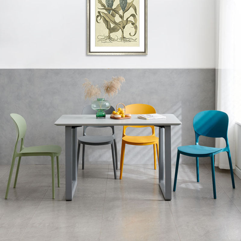 Modern Stackable Chairs Dining Armless Open Back Chairs with Plastic Legs for Kitchen Clearhalo ' kitchen&dining_furn' 'Dining Chairs' 'Dining Tables & Seating' 'dining_chair' 'furn' 'furn_dining_chair' 'Furniture' 'furniture_dining_chair' 'Kitchen & Dining Furniture' 'kitchen' 4694098