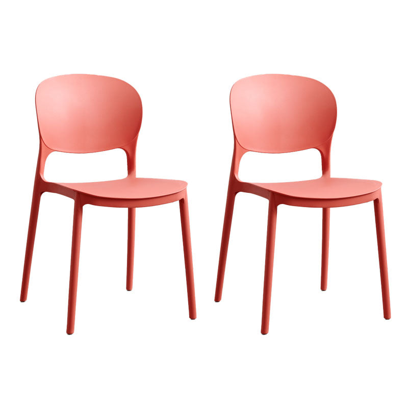 Modern Stackable Chairs Dining Armless Open Back Chairs with Plastic Legs for Kitchen Red 2 Piece Set Clearhalo ' kitchen&dining_furn' 'Dining Chairs' 'Dining Tables & Seating' 'dining_chair' 'furn' 'furn_dining_chair' 'Furniture' 'furniture_dining_chair' 'Kitchen & Dining Furniture' 'kitchen' 4694099