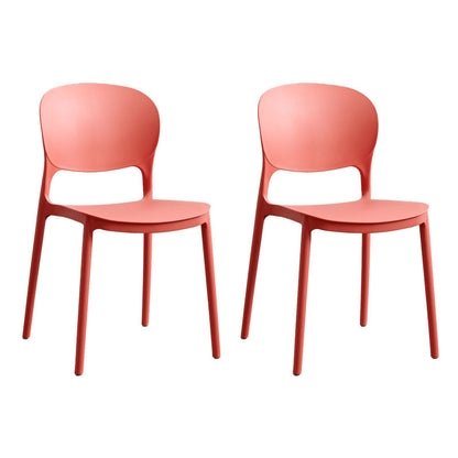 Modern Stackable Chairs Dining Armless Open Back Chairs with Plastic Legs for Kitchen Red 2 Piece Set Clearhalo ' kitchen&dining_furn' 'Dining Chairs' 'Dining Tables & Seating' 'dining_chair' 'furn' 'furn_dining_chair' 'Furniture' 'furniture_dining_chair' 'Kitchen & Dining Furniture' 'kitchen' 4694099