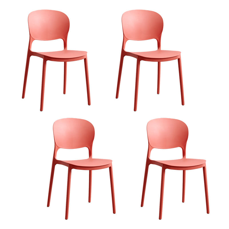 Modern Stackable Chairs Dining Armless Open Back Chairs with Plastic Legs for Kitchen Red 4 Piece Set Clearhalo ' kitchen&dining_furn' 'Dining Chairs' 'Dining Tables & Seating' 'dining_chair' 'furn' 'furn_dining_chair' 'Furniture' 'furniture_dining_chair' 'Kitchen & Dining Furniture' 'kitchen' 4694101