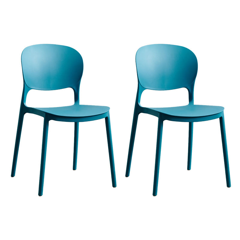 Modern Stackable Chairs Dining Armless Open Back Chairs with Plastic Legs for Kitchen Blue 2 Piece Set Clearhalo ' kitchen&dining_furn' 'Dining Chairs' 'Dining Tables & Seating' 'dining_chair' 'furn' 'furn_dining_chair' 'Furniture' 'furniture_dining_chair' 'Kitchen & Dining Furniture' 'kitchen' 4694102