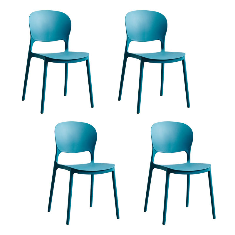 Modern Stackable Chairs Dining Armless Open Back Chairs with Plastic Legs for Kitchen Blue 4 Piece Set Clearhalo ' kitchen&dining_furn' 'Dining Chairs' 'Dining Tables & Seating' 'dining_chair' 'furn' 'furn_dining_chair' 'Furniture' 'furniture_dining_chair' 'Kitchen & Dining Furniture' 'kitchen' 4694104