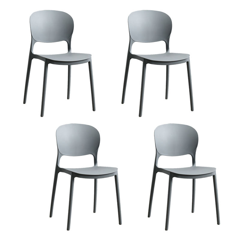 Modern Stackable Chairs Dining Armless Open Back Chairs with Plastic Legs for Kitchen Grey 4 Piece Set Clearhalo ' kitchen&dining_furn' 'Dining Chairs' 'Dining Tables & Seating' 'dining_chair' 'furn' 'furn_dining_chair' 'Furniture' 'furniture_dining_chair' 'Kitchen & Dining Furniture' 'kitchen' 4694108