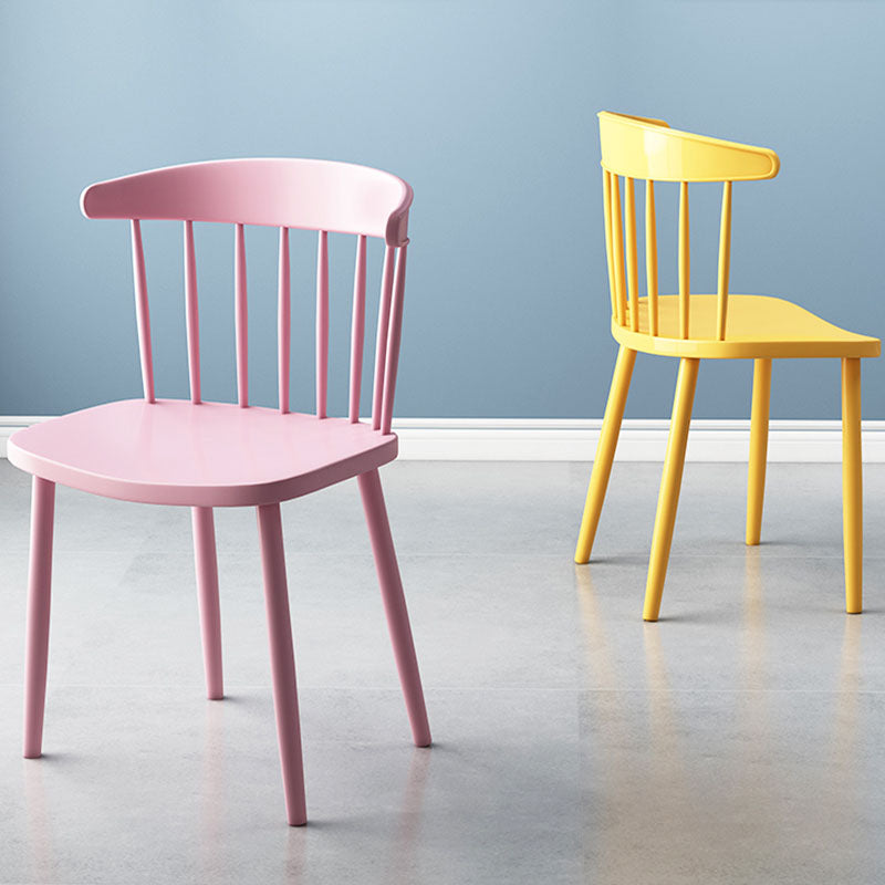 Scandinavian Colorful Windsor Back Side Chair Plastic Dining Armless Chair Clearhalo ' kitchen&dining_furn' 'Dining Chairs' 'Dining Tables & Seating' 'dining_chair' 'furn' 'furn_dining_chair' 'Furniture' 'furniture_dining_chair' 'Kitchen & Dining Furniture' 'kitchen' 4694110