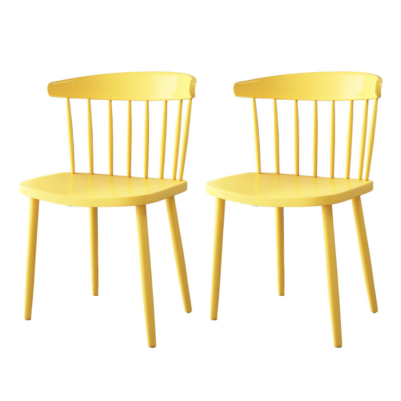 Scandinavian Colorful Windsor Back Side Chair Plastic Dining Armless Chair Yellow 2 Piece Set Clearhalo ' kitchen&dining_furn' 'Dining Chairs' 'Dining Tables & Seating' 'dining_chair' 'furn' 'furn_dining_chair' 'Furniture' 'furniture_dining_chair' 'Kitchen & Dining Furniture' 'kitchen' 4694112