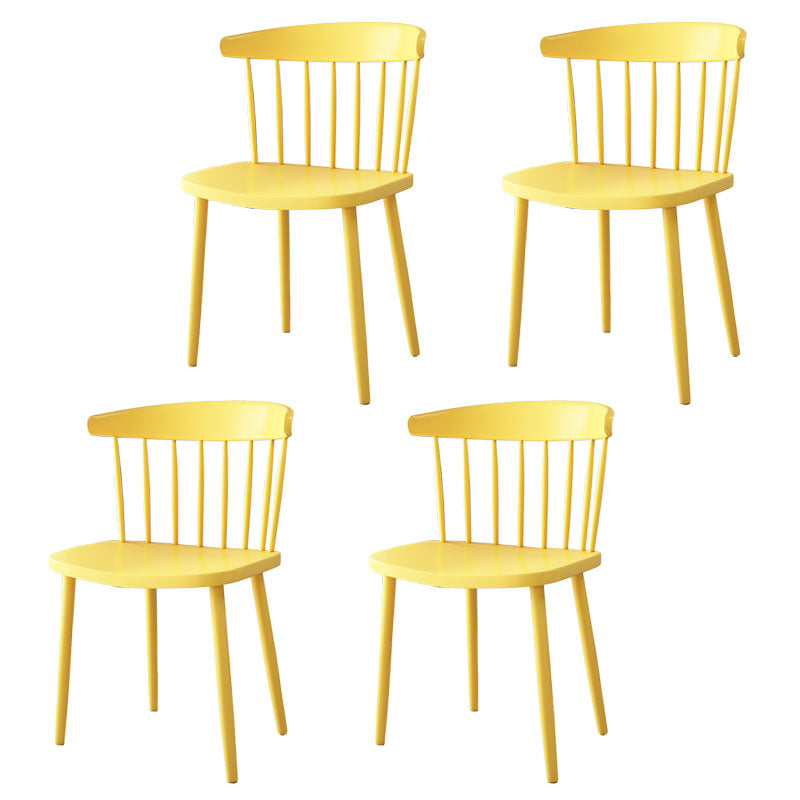 Scandinavian Colorful Windsor Back Side Chair Plastic Dining Armless Chair Yellow 4 Piece Set Clearhalo ' kitchen&dining_furn' 'Dining Chairs' 'Dining Tables & Seating' 'dining_chair' 'furn' 'furn_dining_chair' 'Furniture' 'furniture_dining_chair' 'Kitchen & Dining Furniture' 'kitchen' 4694115