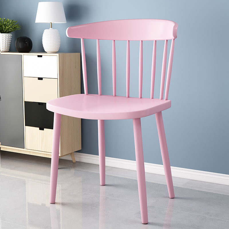 Scandinavian Colorful Windsor Back Side Chair Plastic Dining Armless Chair Pink 1 Piece Clearhalo ' kitchen&dining_furn' 'Dining Chairs' 'Dining Tables & Seating' 'dining_chair' 'furn' 'furn_dining_chair' 'Furniture' 'furniture_dining_chair' 'Kitchen & Dining Furniture' 'kitchen' 4694117