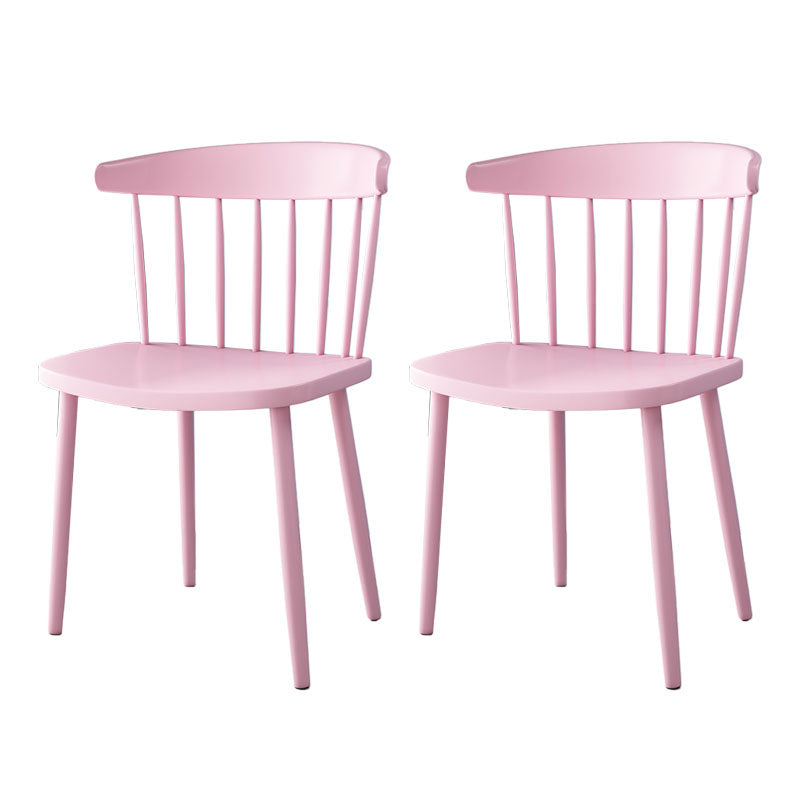 Scandinavian Colorful Windsor Back Side Chair Plastic Dining Armless Chair Pink 2 Piece Set Clearhalo ' kitchen&dining_furn' 'Dining Chairs' 'Dining Tables & Seating' 'dining_chair' 'furn' 'furn_dining_chair' 'Furniture' 'furniture_dining_chair' 'Kitchen & Dining Furniture' 'kitchen' 4694118