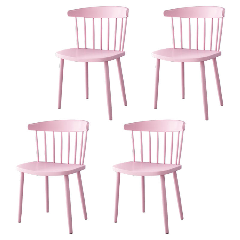 Scandinavian Colorful Windsor Back Side Chair Plastic Dining Armless Chair Pink 4 Piece Set Clearhalo ' kitchen&dining_furn' 'Dining Chairs' 'Dining Tables & Seating' 'dining_chair' 'furn' 'furn_dining_chair' 'Furniture' 'furniture_dining_chair' 'Kitchen & Dining Furniture' 'kitchen' 4694120