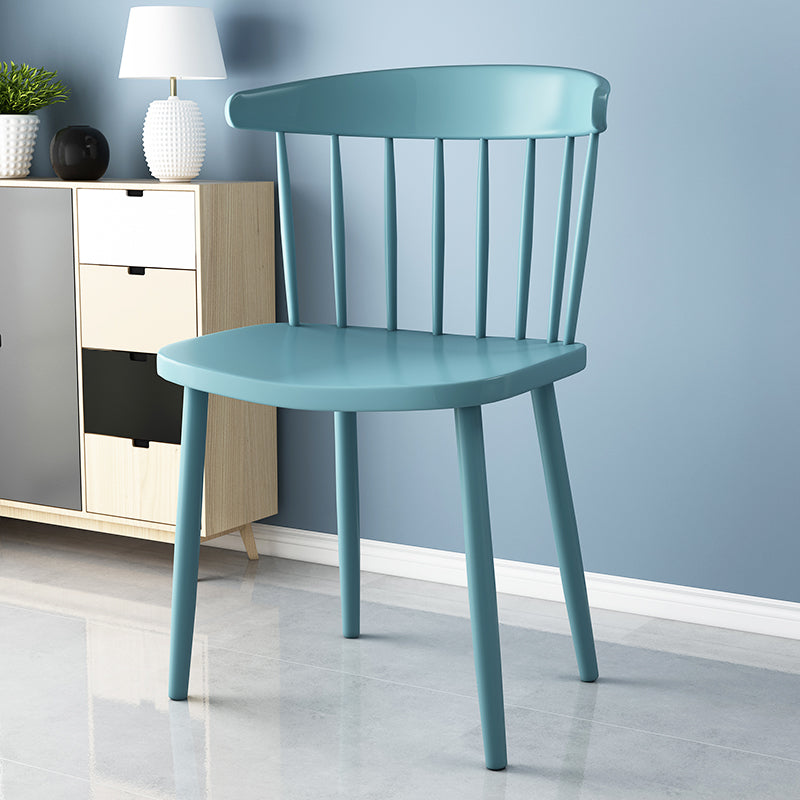 Scandinavian Colorful Windsor Back Side Chair Plastic Dining Armless Chair Blue 1 Piece Clearhalo ' kitchen&dining_furn' 'Dining Chairs' 'Dining Tables & Seating' 'dining_chair' 'furn' 'furn_dining_chair' 'Furniture' 'furniture_dining_chair' 'Kitchen & Dining Furniture' 'kitchen' 4694122