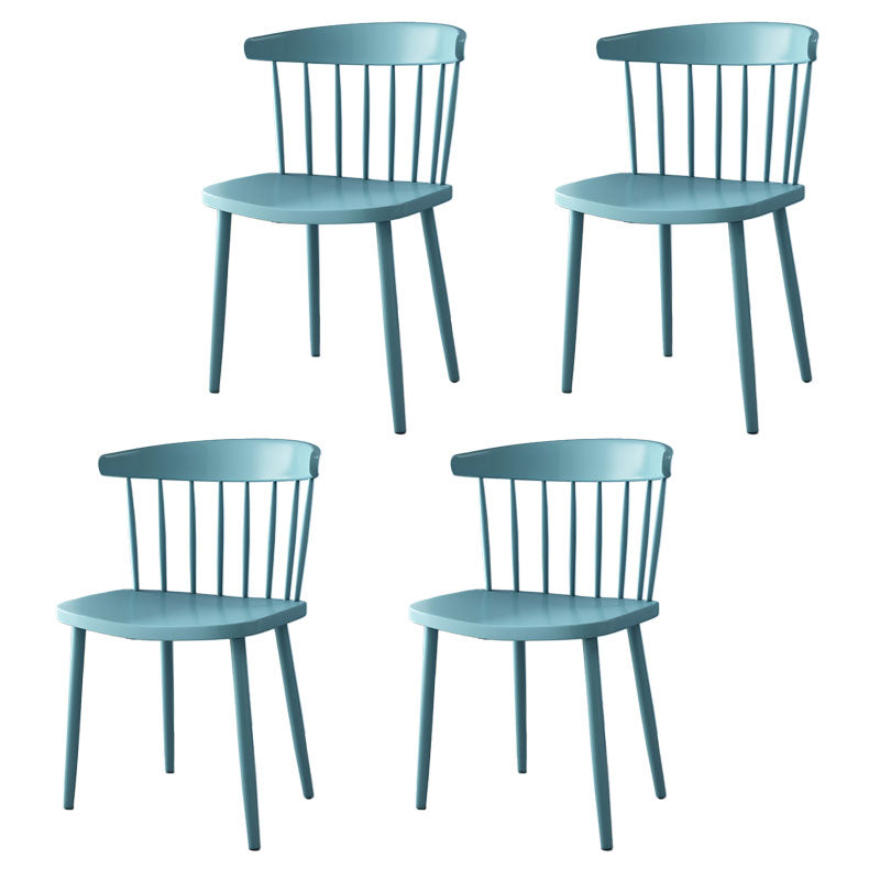 Scandinavian Colorful Windsor Back Side Chair Plastic Dining Armless Chair Blue 4 Piece Set Clearhalo ' kitchen&dining_furn' 'Dining Chairs' 'Dining Tables & Seating' 'dining_chair' 'furn' 'furn_dining_chair' 'Furniture' 'furniture_dining_chair' 'Kitchen & Dining Furniture' 'kitchen' 4694126