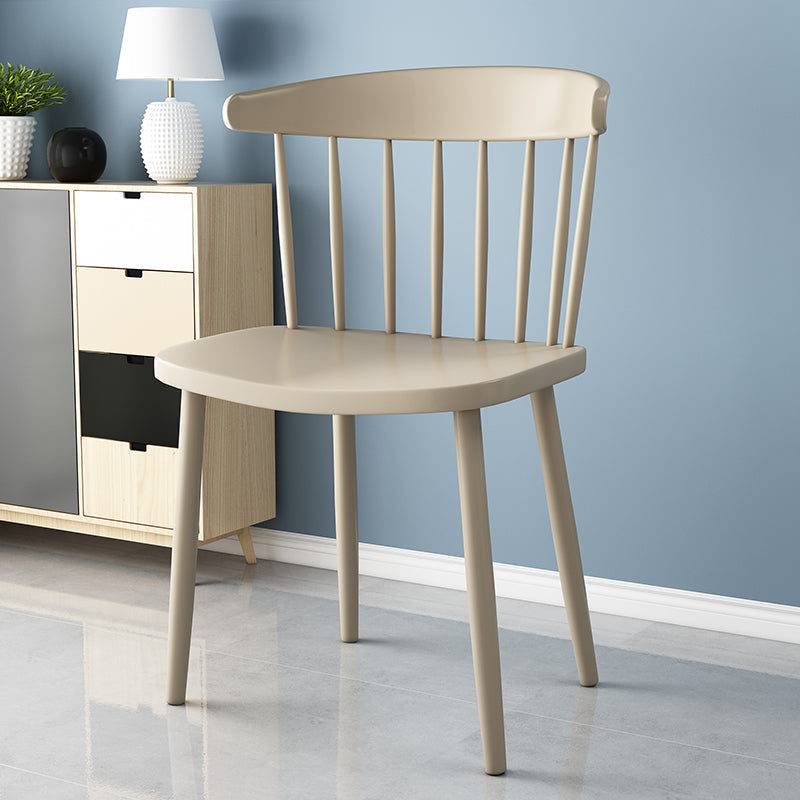 Scandinavian Colorful Windsor Back Side Chair Plastic Dining Armless Chair Khaki 1 Piece Clearhalo ' kitchen&dining_furn' 'Dining Chairs' 'Dining Tables & Seating' 'dining_chair' 'furn' 'furn_dining_chair' 'Furniture' 'furniture_dining_chair' 'Kitchen & Dining Furniture' 'kitchen' 4694129