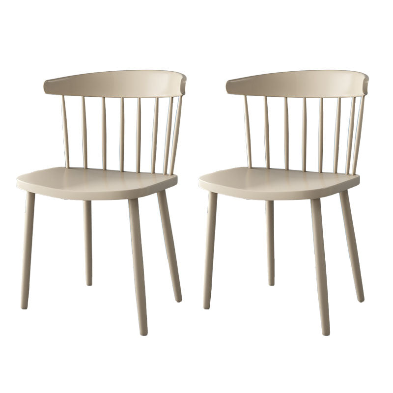 Scandinavian Colorful Windsor Back Side Chair Plastic Dining Armless Chair Khaki 2 Piece Set Clearhalo ' kitchen&dining_furn' 'Dining Chairs' 'Dining Tables & Seating' 'dining_chair' 'furn' 'furn_dining_chair' 'Furniture' 'furniture_dining_chair' 'Kitchen & Dining Furniture' 'kitchen' 4694131