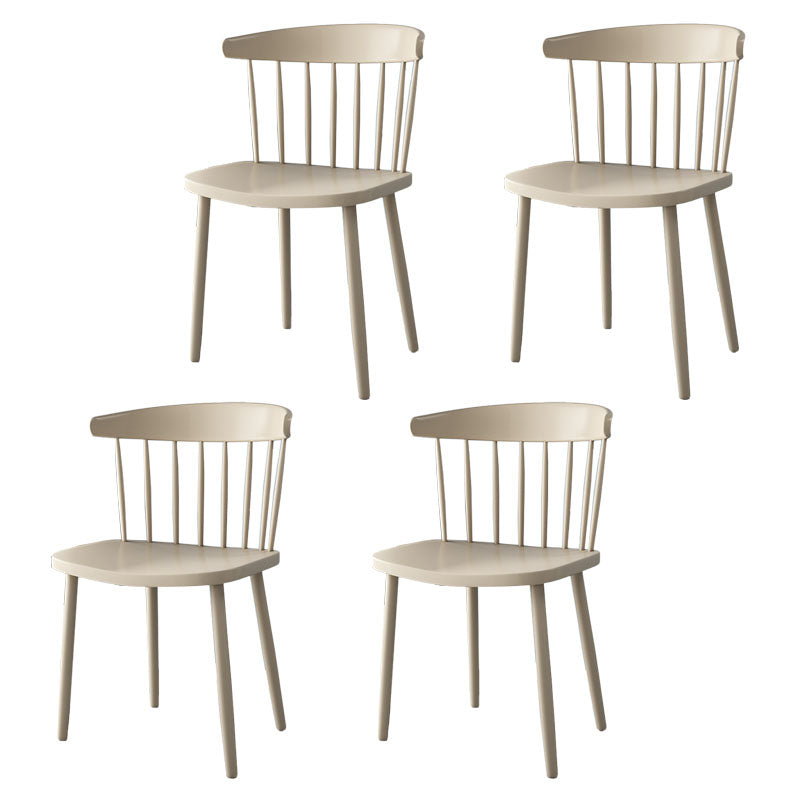 Scandinavian Colorful Windsor Back Side Chair Plastic Dining Armless Chair Khaki 4 Piece Set Clearhalo ' kitchen&dining_furn' 'Dining Chairs' 'Dining Tables & Seating' 'dining_chair' 'furn' 'furn_dining_chair' 'Furniture' 'furniture_dining_chair' 'Kitchen & Dining Furniture' 'kitchen' 4694133