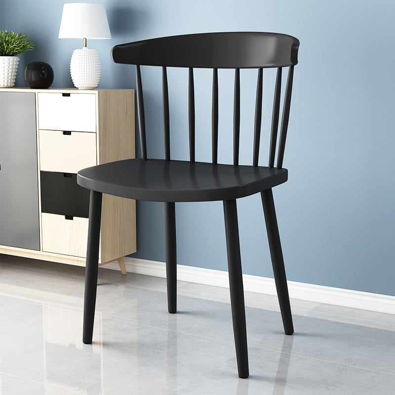 Scandinavian Colorful Windsor Back Side Chair Plastic Dining Armless Chair Black 1 Piece Clearhalo ' kitchen&dining_furn' 'Dining Chairs' 'Dining Tables & Seating' 'dining_chair' 'furn' 'furn_dining_chair' 'Furniture' 'furniture_dining_chair' 'Kitchen & Dining Furniture' 'kitchen' 4694134