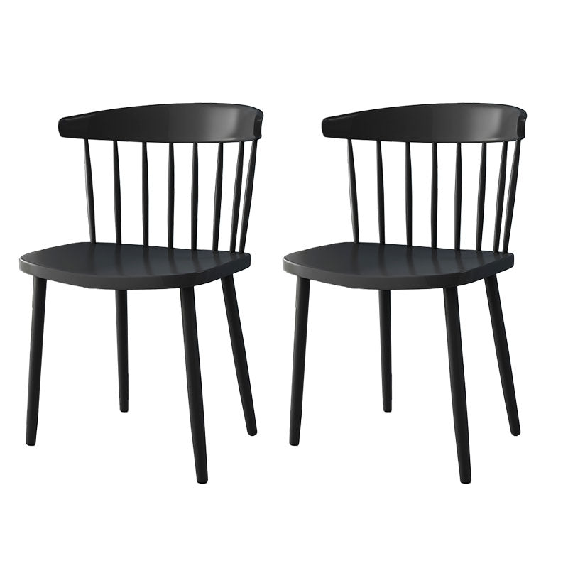 Scandinavian Colorful Windsor Back Side Chair Plastic Dining Armless Chair Black 2 Piece Set Clearhalo ' kitchen&dining_furn' 'Dining Chairs' 'Dining Tables & Seating' 'dining_chair' 'furn' 'furn_dining_chair' 'Furniture' 'furniture_dining_chair' 'Kitchen & Dining Furniture' 'kitchen' 4694136