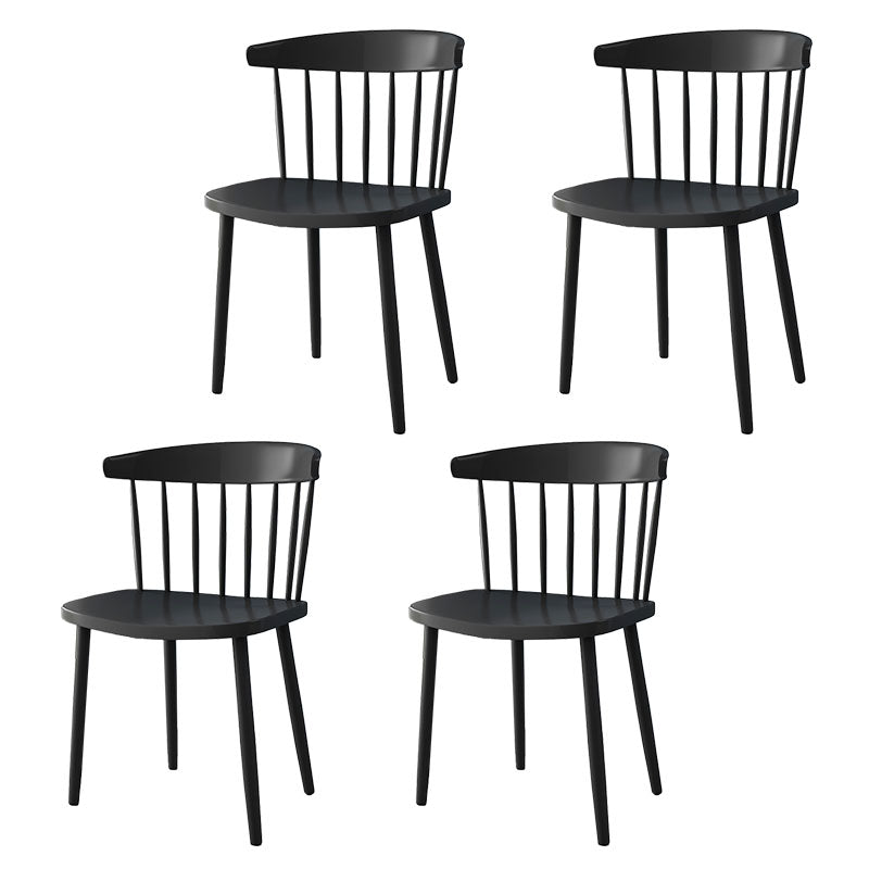 Scandinavian Colorful Windsor Back Side Chair Plastic Dining Armless Chair Black 4 Piece Set Clearhalo ' kitchen&dining_furn' 'Dining Chairs' 'Dining Tables & Seating' 'dining_chair' 'furn' 'furn_dining_chair' 'Furniture' 'furniture_dining_chair' 'Kitchen & Dining Furniture' 'kitchen' 4694139