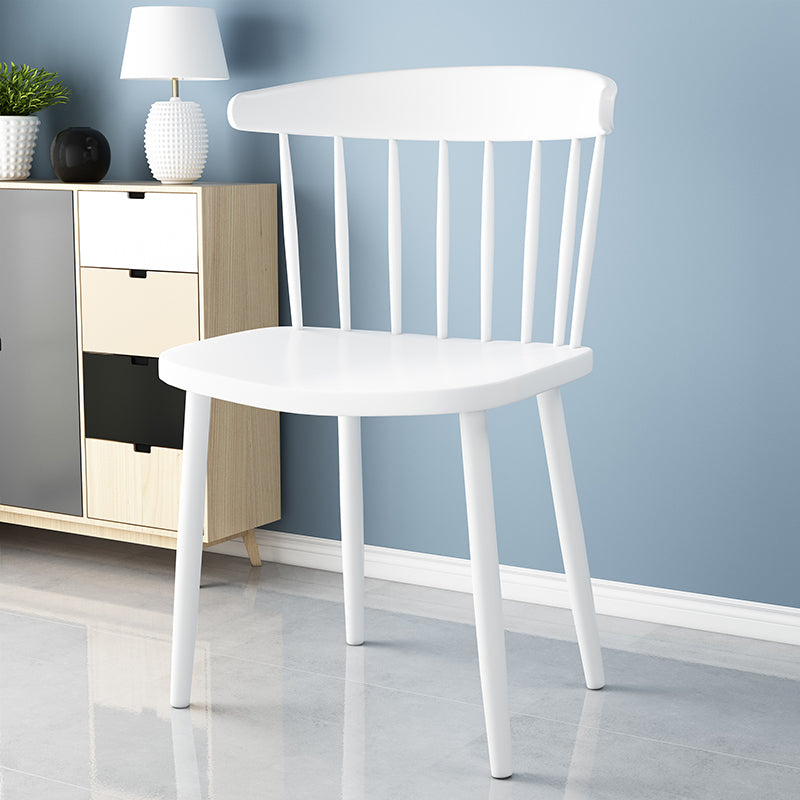Scandinavian Colorful Windsor Back Side Chair Plastic Dining Armless Chair White 1 Piece Clearhalo ' kitchen&dining_furn' 'Dining Chairs' 'Dining Tables & Seating' 'dining_chair' 'furn' 'furn_dining_chair' 'Furniture' 'furniture_dining_chair' 'Kitchen & Dining Furniture' 'kitchen' 4694140