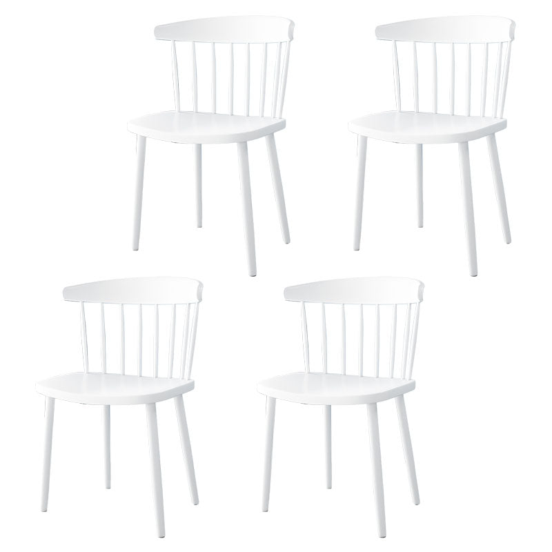 Scandinavian Colorful Windsor Back Side Chair Plastic Dining Armless Chair White 4 Piece Set Clearhalo ' kitchen&dining_furn' 'Dining Chairs' 'Dining Tables & Seating' 'dining_chair' 'furn' 'furn_dining_chair' 'Furniture' 'furniture_dining_chair' 'Kitchen & Dining Furniture' 'kitchen' 4694142