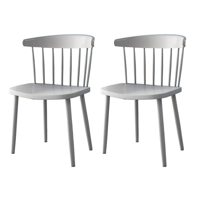 Scandinavian Colorful Windsor Back Side Chair Plastic Dining Armless Chair Grey 2 Piece Set Clearhalo ' kitchen&dining_furn' 'Dining Chairs' 'Dining Tables & Seating' 'dining_chair' 'furn' 'furn_dining_chair' 'Furniture' 'furniture_dining_chair' 'Kitchen & Dining Furniture' 'kitchen' 4694144
