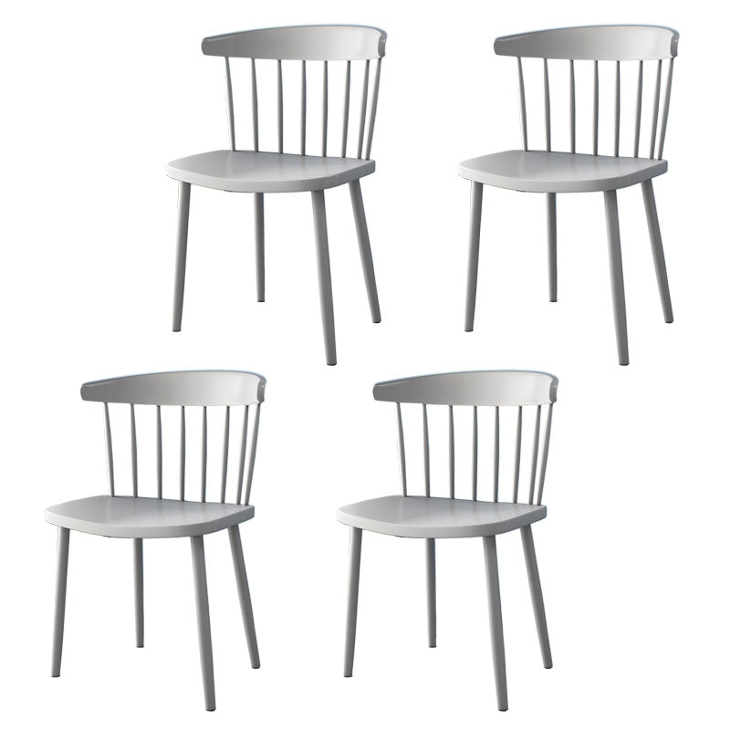 Scandinavian Colorful Windsor Back Side Chair Plastic Dining Armless Chair Grey 4 Piece Set Clearhalo ' kitchen&dining_furn' 'Dining Chairs' 'Dining Tables & Seating' 'dining_chair' 'furn' 'furn_dining_chair' 'Furniture' 'furniture_dining_chair' 'Kitchen & Dining Furniture' 'kitchen' 4694145