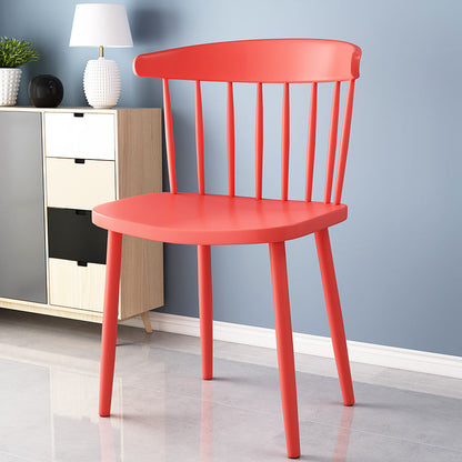 Scandinavian Colorful Windsor Back Side Chair Plastic Dining Armless Chair Red 1 Piece Clearhalo ' kitchen&dining_furn' 'Dining Chairs' 'Dining Tables & Seating' 'dining_chair' 'furn' 'furn_dining_chair' 'Furniture' 'furniture_dining_chair' 'Kitchen & Dining Furniture' 'kitchen' 4694146