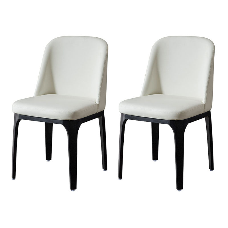 Contemporary Dining Chair Armless Chair with Wooden Legs for Kitchen Off-White 2 Piece Set Clearhalo ' kitchen&dining_furn' 'Dining Chairs' 'Dining Tables & Seating' 'dining_chair' 'furn' 'furn_dining_chair' 'Furniture' 'furniture_dining_chair' 'Kitchen & Dining Furniture' 'kitchen' 4694158