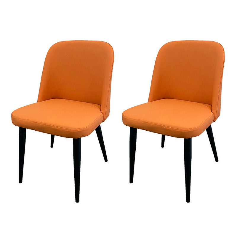 Contemporary Dining Chair Armless Chair with Wooden Legs for Kitchen Orange 2 Piece Set Clearhalo ' kitchen&dining_furn' 'Dining Chairs' 'Dining Tables & Seating' 'dining_chair' 'furn' 'furn_dining_chair' 'Furniture' 'furniture_dining_chair' 'Kitchen & Dining Furniture' 'kitchen' 4694162