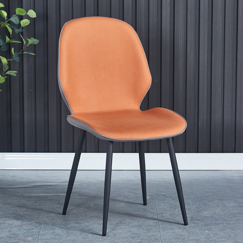 Industrial Style Faux Leather Dining Chairs Solid Back Chair for Kitchen Gray-Orange 1 Piece Clearhalo ' kitchen&dining_furn' 'Dining Chairs' 'Dining Tables & Seating' 'dining_chair' 'furn' 'furn_dining_chair' 'Furniture' 'furniture_dining_chair' 'Kitchen & Dining Furniture' 'kitchen' 4694172