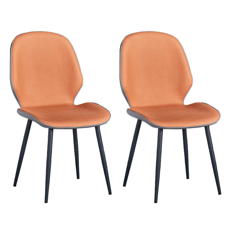Industrial Style Faux Leather Dining Chairs Solid Back Chair for Kitchen Gray-Orange 2 Piece Set Clearhalo ' kitchen&dining_furn' 'Dining Chairs' 'Dining Tables & Seating' 'dining_chair' 'furn' 'furn_dining_chair' 'Furniture' 'furniture_dining_chair' 'Kitchen & Dining Furniture' 'kitchen' 4694174