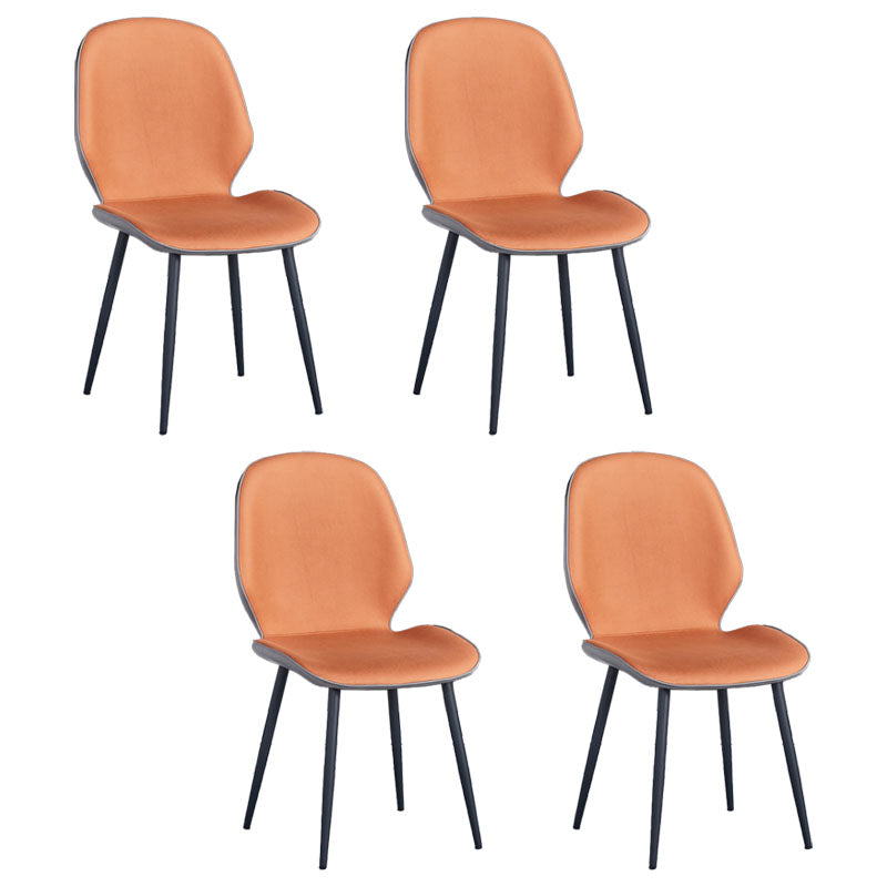 Industrial Style Faux Leather Dining Chairs Solid Back Chair for Kitchen Gray-Orange 4 Piece Set Clearhalo ' kitchen&dining_furn' 'Dining Chairs' 'Dining Tables & Seating' 'dining_chair' 'furn' 'furn_dining_chair' 'Furniture' 'furniture_dining_chair' 'Kitchen & Dining Furniture' 'kitchen' 4694176