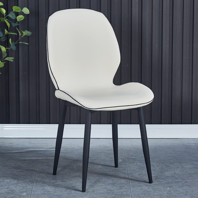 Industrial Style Faux Leather Dining Chairs Solid Back Chair for Kitchen White 1 Piece Clearhalo ' kitchen&dining_furn' 'Dining Chairs' 'Dining Tables & Seating' 'dining_chair' 'furn' 'furn_dining_chair' 'Furniture' 'furniture_dining_chair' 'Kitchen & Dining Furniture' 'kitchen' 4694178