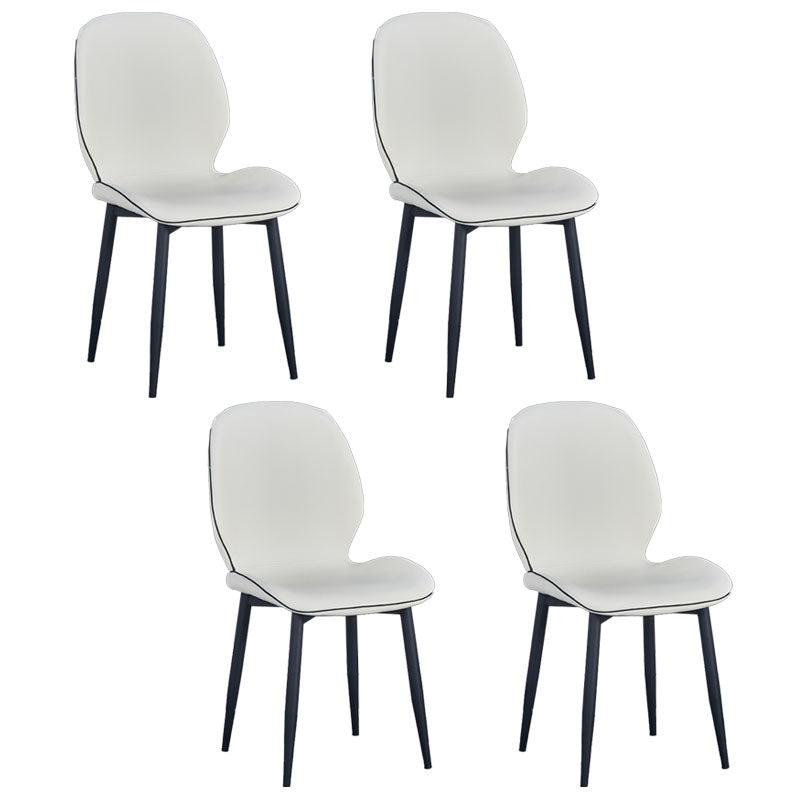 Industrial Style Faux Leather Dining Chairs Solid Back Chair for Kitchen White 4 Piece Set Clearhalo ' kitchen&dining_furn' 'Dining Chairs' 'Dining Tables & Seating' 'dining_chair' 'furn' 'furn_dining_chair' 'Furniture' 'furniture_dining_chair' 'Kitchen & Dining Furniture' 'kitchen' 4694181