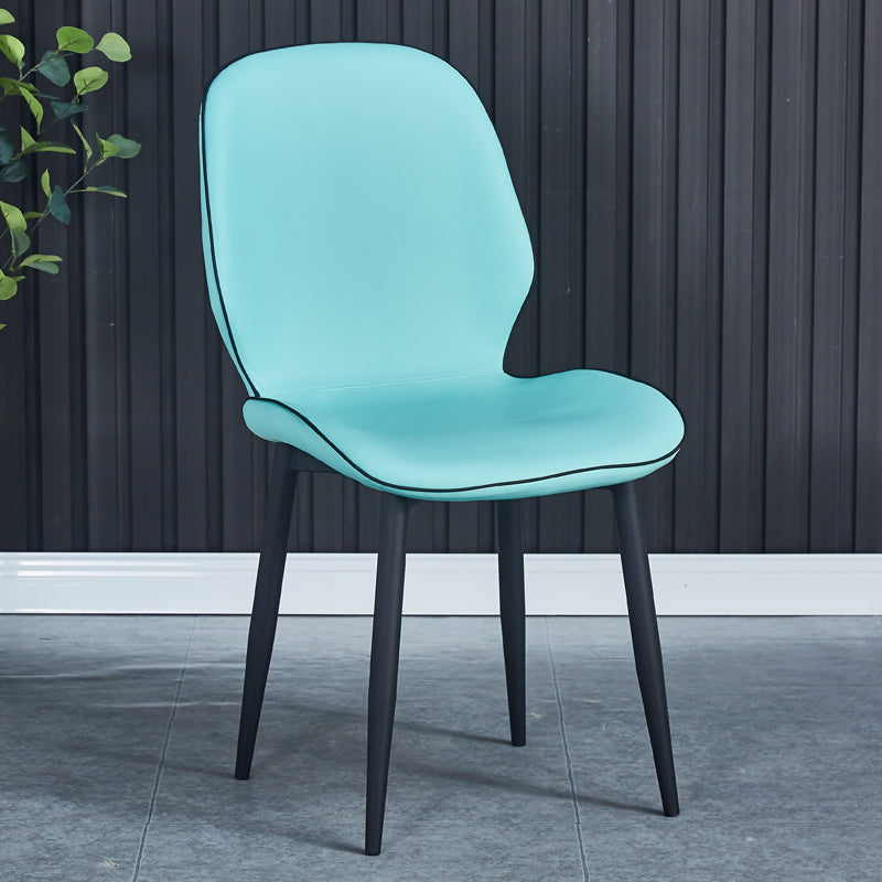 Industrial Style Faux Leather Dining Chairs Solid Back Chair for Kitchen Blue 1 Piece Clearhalo ' kitchen&dining_furn' 'Dining Chairs' 'Dining Tables & Seating' 'dining_chair' 'furn' 'furn_dining_chair' 'Furniture' 'furniture_dining_chair' 'Kitchen & Dining Furniture' 'kitchen' 4694184