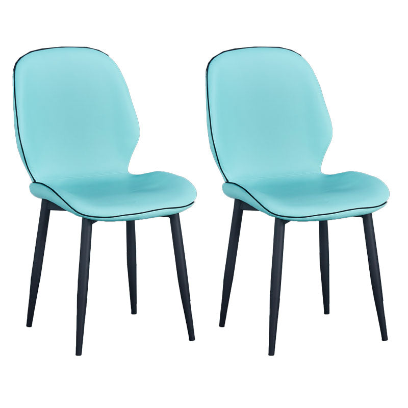 Industrial Style Faux Leather Dining Chairs Solid Back Chair for Kitchen Blue 2 Piece Set Clearhalo ' kitchen&dining_furn' 'Dining Chairs' 'Dining Tables & Seating' 'dining_chair' 'furn' 'furn_dining_chair' 'Furniture' 'furniture_dining_chair' 'Kitchen & Dining Furniture' 'kitchen' 4694185