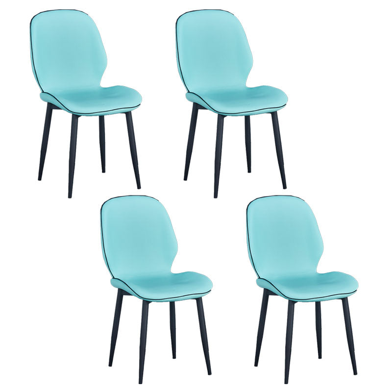 Industrial Style Faux Leather Dining Chairs Solid Back Chair for Kitchen Blue 4 Piece Set Clearhalo ' kitchen&dining_furn' 'Dining Chairs' 'Dining Tables & Seating' 'dining_chair' 'furn' 'furn_dining_chair' 'Furniture' 'furniture_dining_chair' 'Kitchen & Dining Furniture' 'kitchen' 4694188
