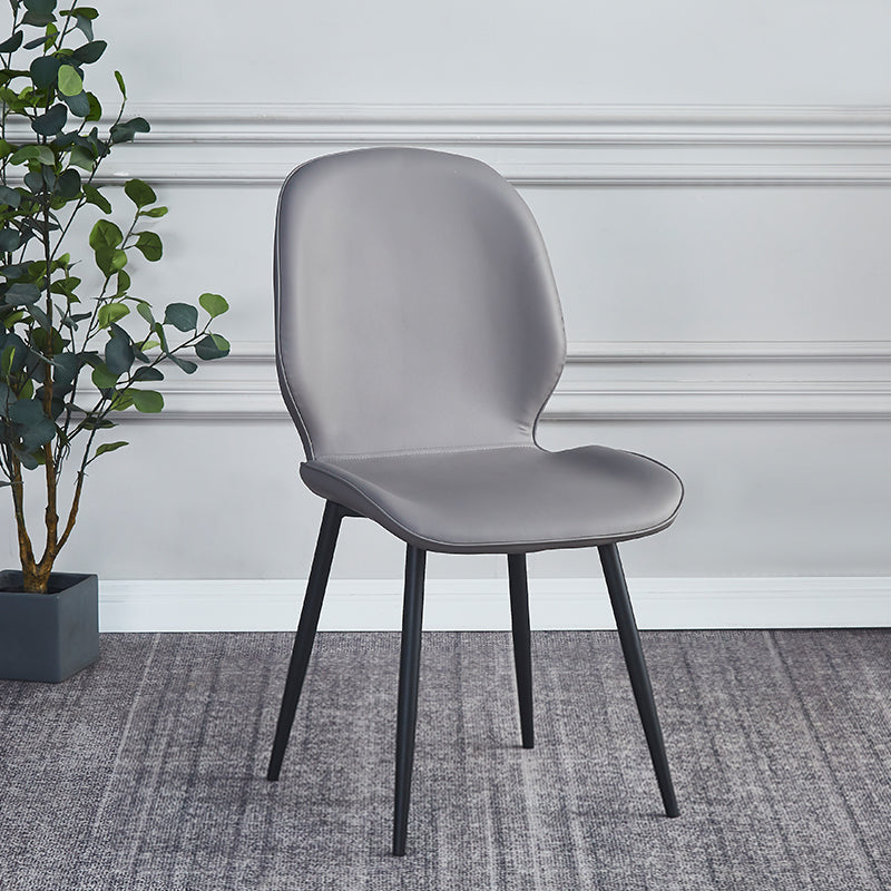 Industrial Style Faux Leather Dining Chairs Solid Back Chair for Kitchen Dark Gray 1 Piece Clearhalo ' kitchen&dining_furn' 'Dining Chairs' 'Dining Tables & Seating' 'dining_chair' 'furn' 'furn_dining_chair' 'Furniture' 'furniture_dining_chair' 'Kitchen & Dining Furniture' 'kitchen' 4694190