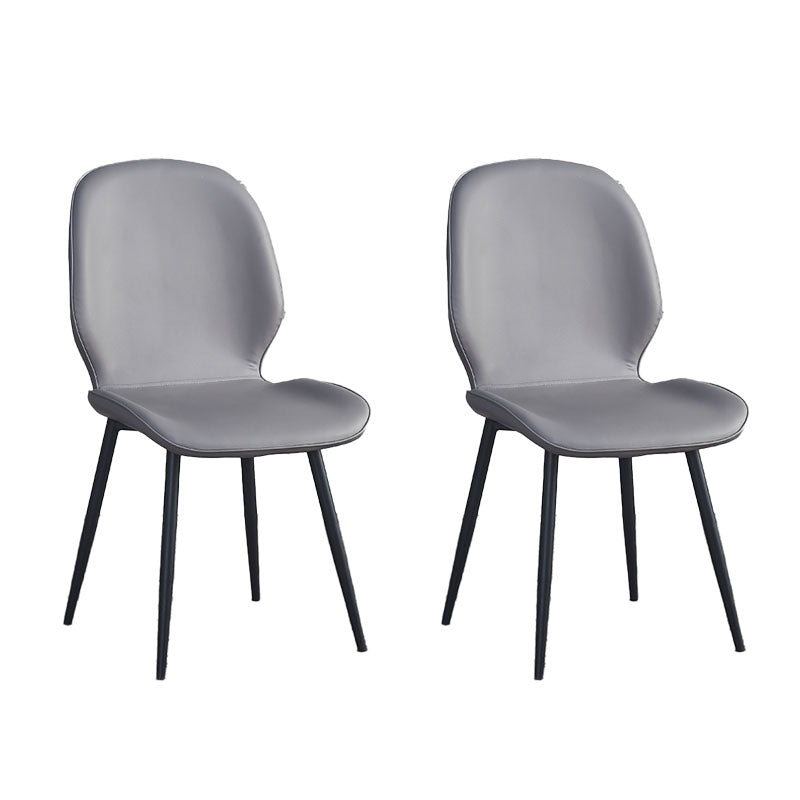 Industrial Style Faux Leather Dining Chairs Solid Back Chair for Kitchen Dark Gray 2 Piece Set Clearhalo ' kitchen&dining_furn' 'Dining Chairs' 'Dining Tables & Seating' 'dining_chair' 'furn' 'furn_dining_chair' 'Furniture' 'furniture_dining_chair' 'Kitchen & Dining Furniture' 'kitchen' 4694192