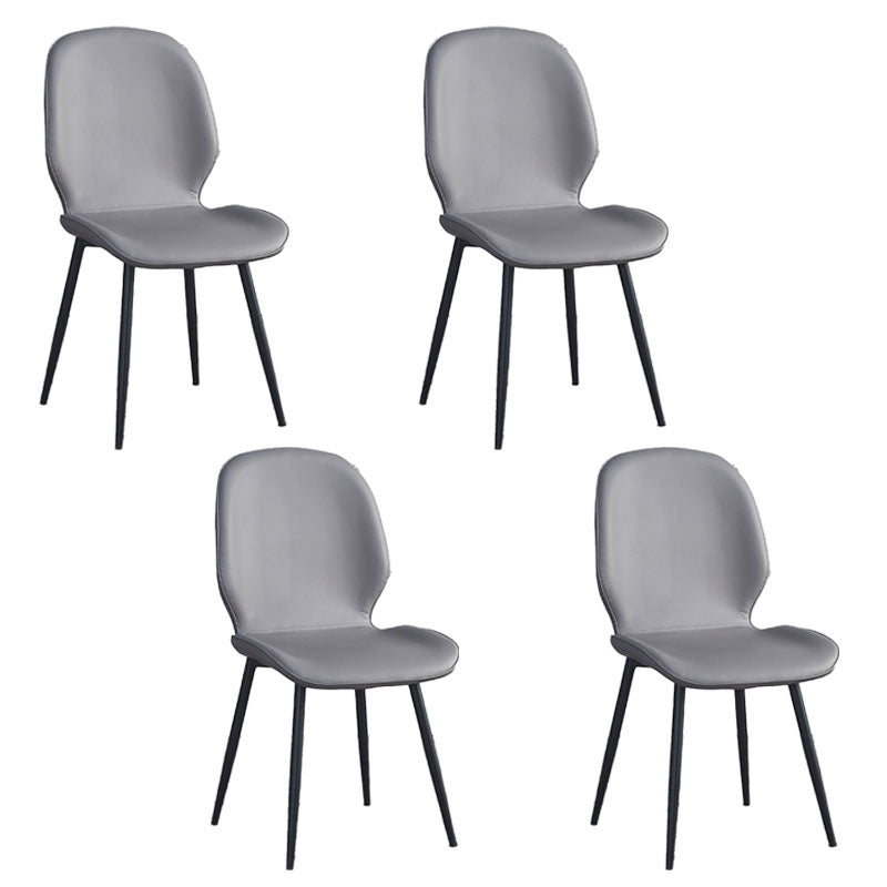 Industrial Style Faux Leather Dining Chairs Solid Back Chair for Kitchen Dark Gray 4 Piece Set Clearhalo ' kitchen&dining_furn' 'Dining Chairs' 'Dining Tables & Seating' 'dining_chair' 'furn' 'furn_dining_chair' 'Furniture' 'furniture_dining_chair' 'Kitchen & Dining Furniture' 'kitchen' 4694194