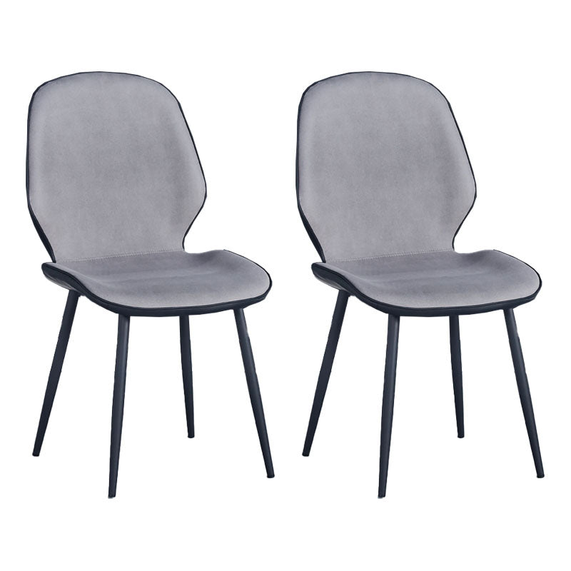 Industrial Style Faux Leather Dining Chairs Solid Back Chair for Kitchen Dark Gray-White 2 Piece Set Clearhalo ' kitchen&dining_furn' 'Dining Chairs' 'Dining Tables & Seating' 'dining_chair' 'furn' 'furn_dining_chair' 'Furniture' 'furniture_dining_chair' 'Kitchen & Dining Furniture' 'kitchen' 4694202