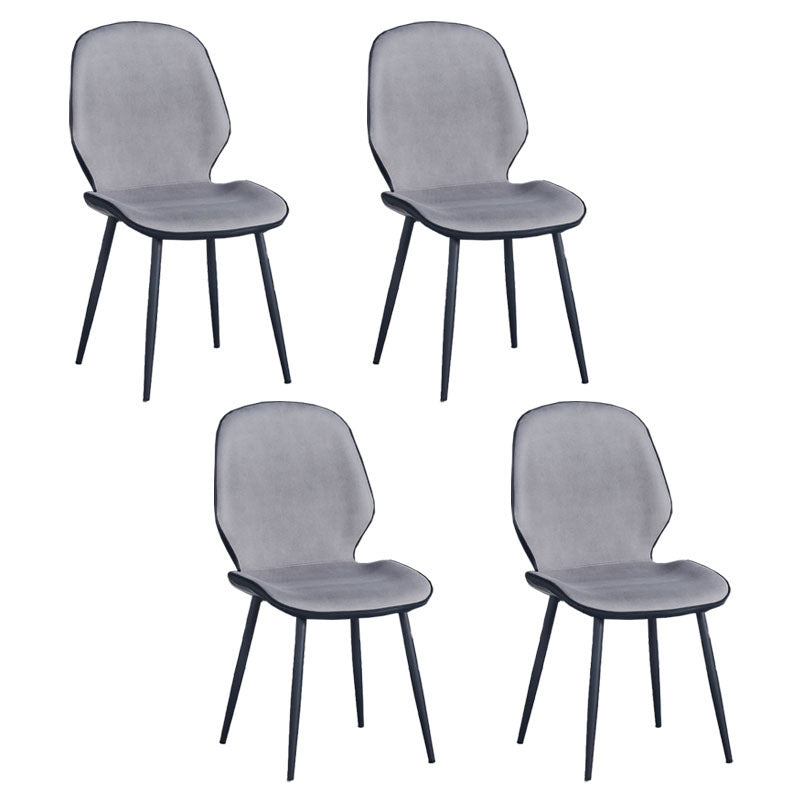 Industrial Style Faux Leather Dining Chairs Solid Back Chair for Kitchen Dark Gray-White 4 Piece Set Clearhalo ' kitchen&dining_furn' 'Dining Chairs' 'Dining Tables & Seating' 'dining_chair' 'furn' 'furn_dining_chair' 'Furniture' 'furniture_dining_chair' 'Kitchen & Dining Furniture' 'kitchen' 4694203