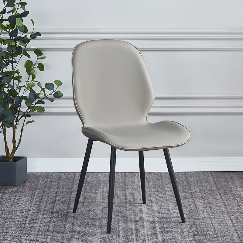 Industrial Style Faux Leather Dining Chairs Solid Back Chair for Kitchen Light Gray 1 Piece Clearhalo ' kitchen&dining_furn' 'Dining Chairs' 'Dining Tables & Seating' 'dining_chair' 'furn' 'furn_dining_chair' 'Furniture' 'furniture_dining_chair' 'Kitchen & Dining Furniture' 'kitchen' 4694204