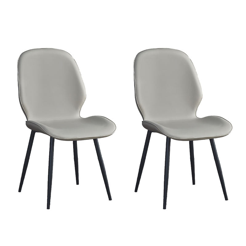 Industrial Style Faux Leather Dining Chairs Solid Back Chair for Kitchen Light Gray 2 Piece Set Clearhalo ' kitchen&dining_furn' 'Dining Chairs' 'Dining Tables & Seating' 'dining_chair' 'furn' 'furn_dining_chair' 'Furniture' 'furniture_dining_chair' 'Kitchen & Dining Furniture' 'kitchen' 4694205