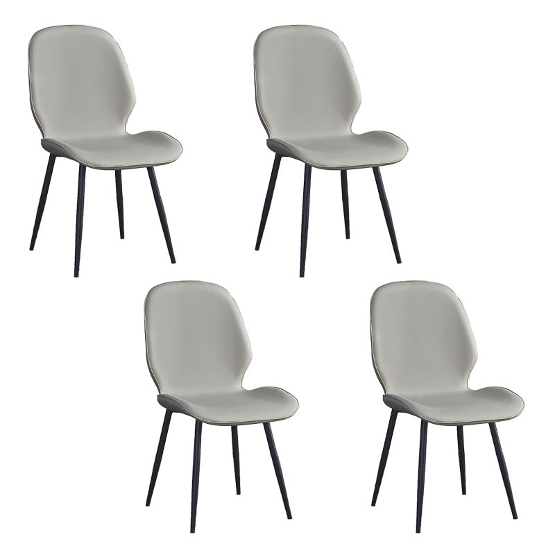 Industrial Style Faux Leather Dining Chairs Solid Back Chair for Kitchen Light Gray 4 Piece Set Clearhalo ' kitchen&dining_furn' 'Dining Chairs' 'Dining Tables & Seating' 'dining_chair' 'furn' 'furn_dining_chair' 'Furniture' 'furniture_dining_chair' 'Kitchen & Dining Furniture' 'kitchen' 4694206
