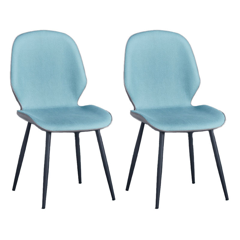 Industrial Style Faux Leather Dining Chairs Solid Back Chair for Kitchen Sky Blue 2 Piece Set Clearhalo ' kitchen&dining_furn' 'Dining Chairs' 'Dining Tables & Seating' 'dining_chair' 'furn' 'furn_dining_chair' 'Furniture' 'furniture_dining_chair' 'Kitchen & Dining Furniture' 'kitchen' 4694208