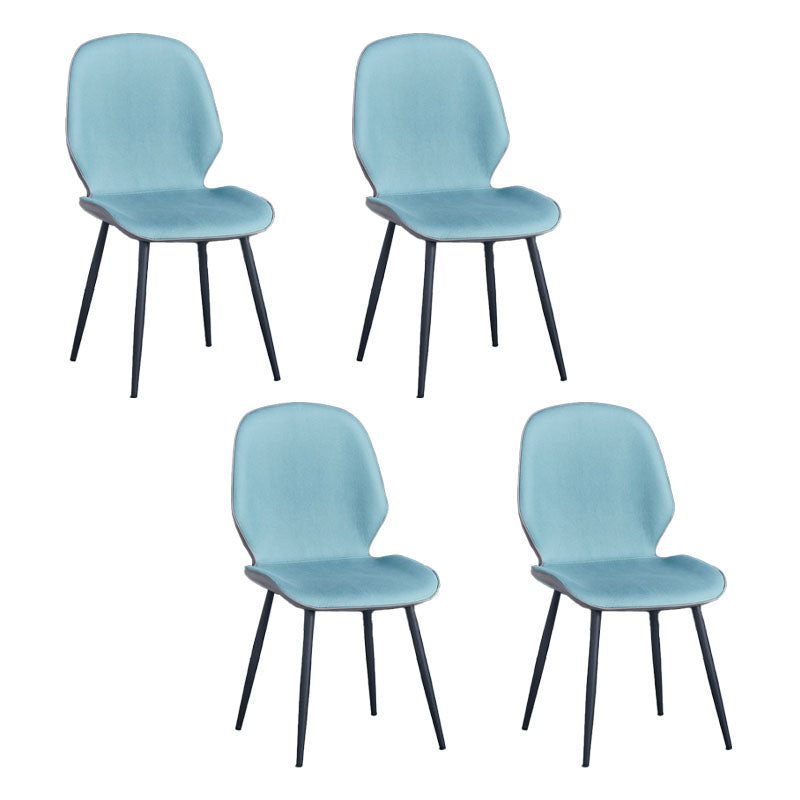 Industrial Style Faux Leather Dining Chairs Solid Back Chair for Kitchen Sky Blue 4 Piece Set Clearhalo ' kitchen&dining_furn' 'Dining Chairs' 'Dining Tables & Seating' 'dining_chair' 'furn' 'furn_dining_chair' 'Furniture' 'furniture_dining_chair' 'Kitchen & Dining Furniture' 'kitchen' 4694209