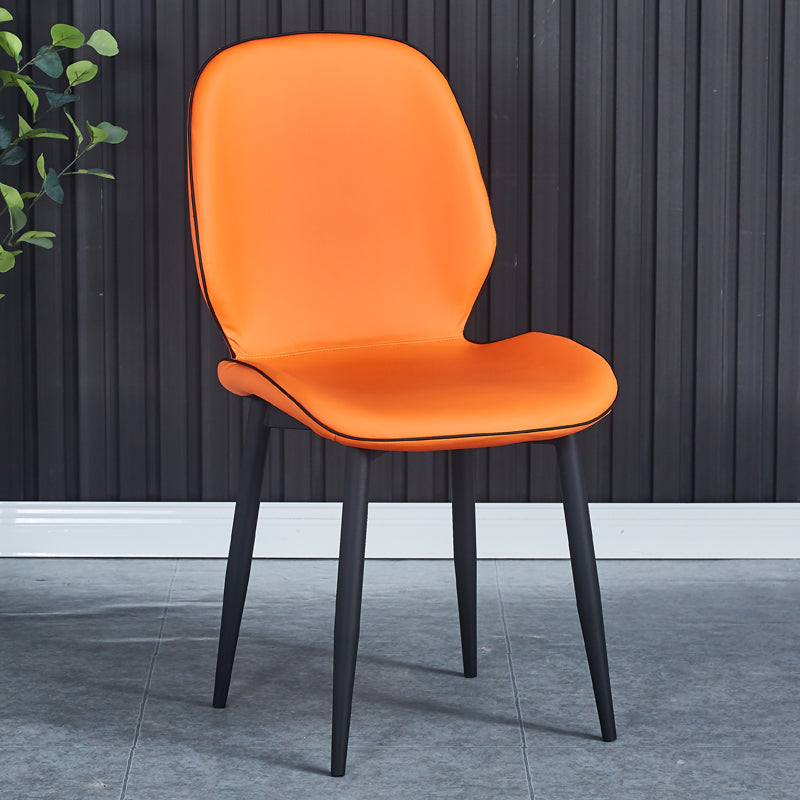 Industrial Style Faux Leather Dining Chairs Solid Back Chair for Kitchen Orange 1 Piece Clearhalo ' kitchen&dining_furn' 'Dining Chairs' 'Dining Tables & Seating' 'dining_chair' 'furn' 'furn_dining_chair' 'Furniture' 'furniture_dining_chair' 'Kitchen & Dining Furniture' 'kitchen' 4694210