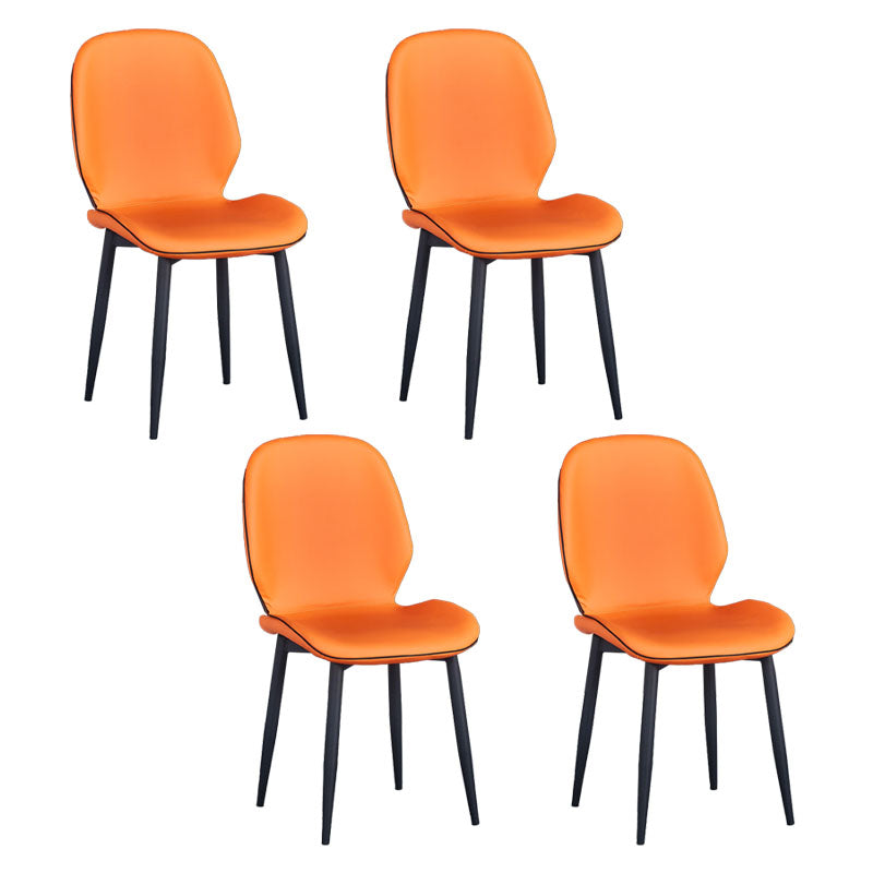 Industrial Style Faux Leather Dining Chairs Solid Back Chair for Kitchen Orange 4 Piece Set Clearhalo ' kitchen&dining_furn' 'Dining Chairs' 'Dining Tables & Seating' 'dining_chair' 'furn' 'furn_dining_chair' 'Furniture' 'furniture_dining_chair' 'Kitchen & Dining Furniture' 'kitchen' 4694212