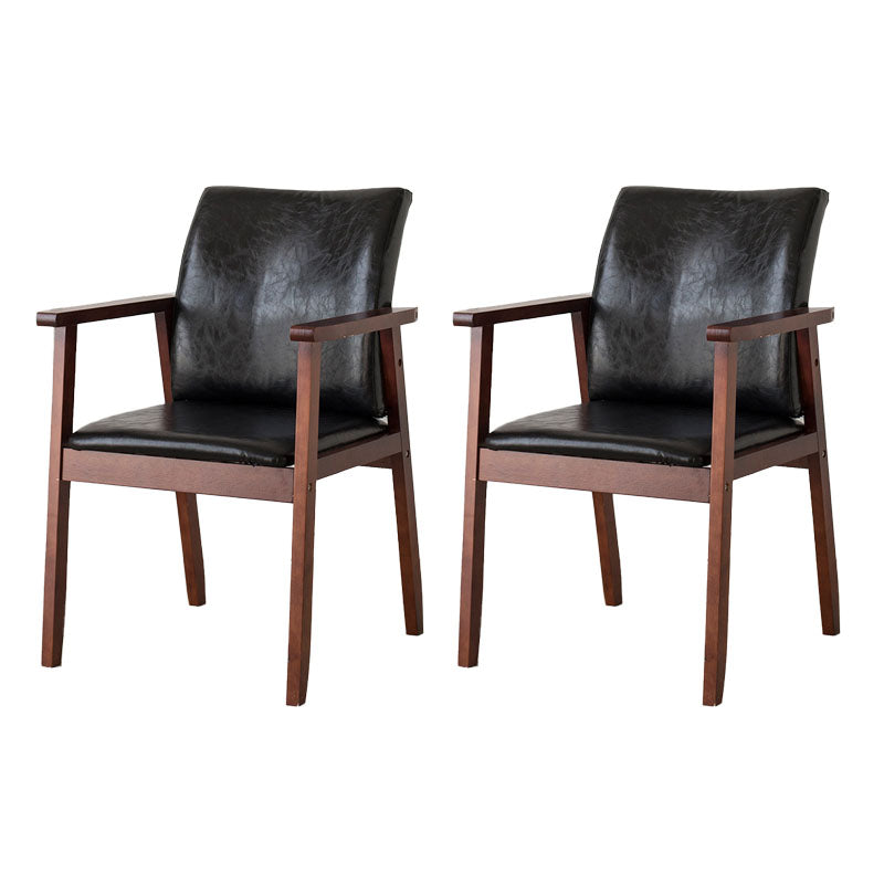 Contemporary Upholstered Solid Back Arm Chair Matte Finish Home Dining Chair Black 2 Piece Set Walnut Clearhalo ' kitchen&dining_furn' 'Dining Chairs' 'Dining Tables & Seating' 'dining_chair' 'furn' 'furn_dining_chair' 'Furniture' 'furniture_dining_chair' 'Kitchen & Dining Furniture' 'kitchen' 4694218