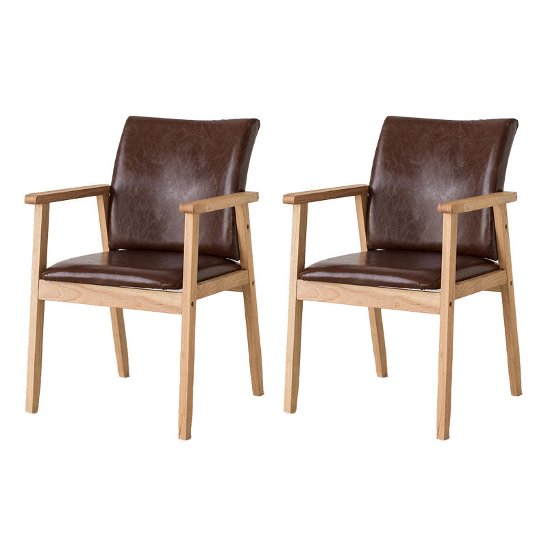 Contemporary Upholstered Solid Back Arm Chair Matte Finish Home Dining Chair Light Coffee 2 Piece Set Natural Wood Clearhalo ' kitchen&dining_furn' 'Dining Chairs' 'Dining Tables & Seating' 'dining_chair' 'furn' 'furn_dining_chair' 'Furniture' 'furniture_dining_chair' 'Kitchen & Dining Furniture' 'kitchen' 4694221